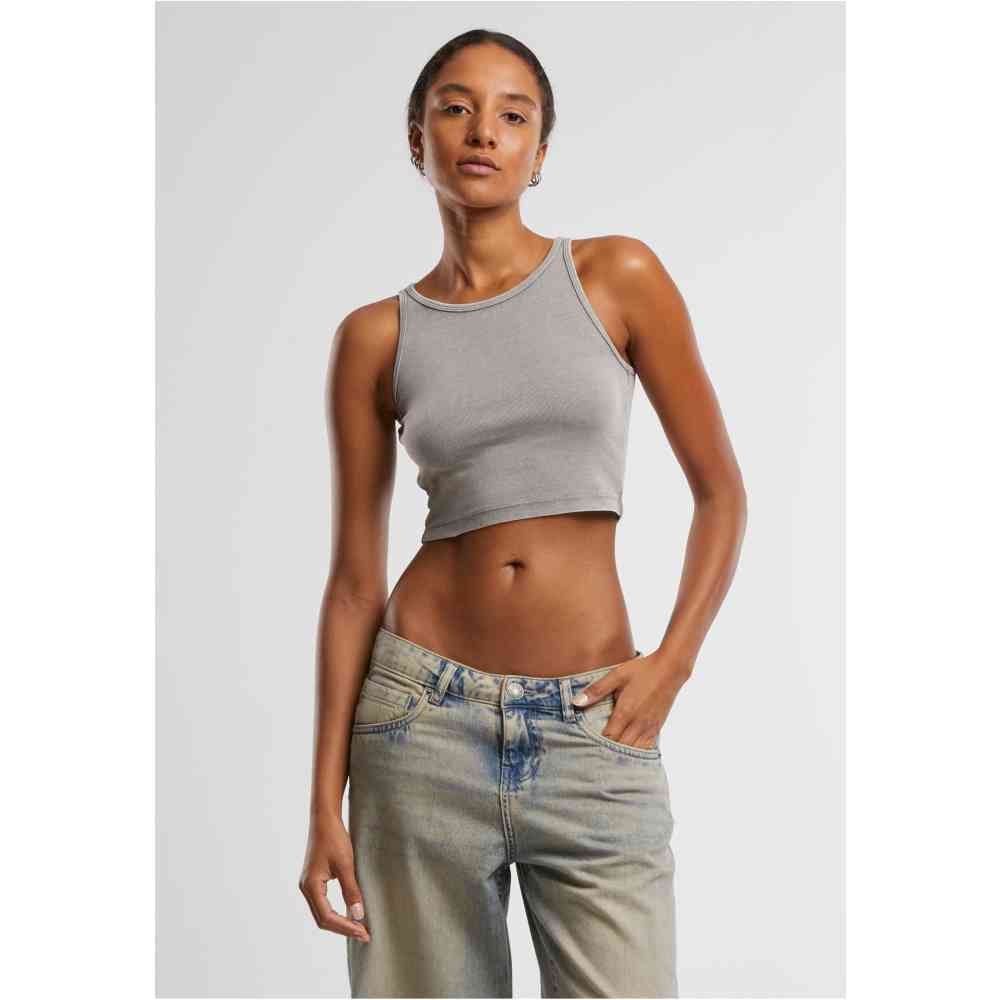 Urban Classics - Washed Rib Jersey 2Pack Crop top - Grau